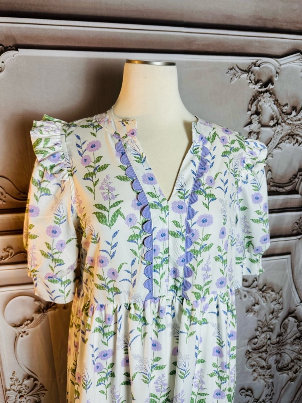 Beeson River White Dress with Lavender Floral Print - Picture 7 of 13